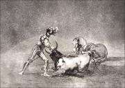 Plakaty - Plate 9 from the Tauromaquia- A Spanish knight kills the bull after having lost his horse, Francisco Goya - plakat Wymiar do wyboru: 60x40 cm - miniaturka - grafika 1
