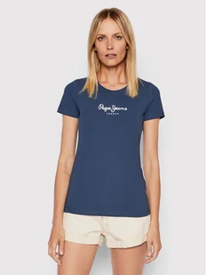 Pepe Jeans T-Shirt New Virgina PL505202 Granatowy Slim Fit - Koszulki i topy damskie - miniaturka - grafika 1
