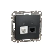 Gniazdka elektryczne - Schneider Gniazdo internetowo-telefoniczne (RJ45 kat.5e UTP + RJ11) SEDNA Design & Elements antracyt - miniaturka - grafika 1