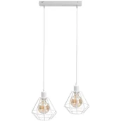 Lampy sufitowe - KET Loftowa LAMPA wisząca metalowa OPRAWA industrialny ZWIS druciany biały KET460 - miniaturka - grafika 1