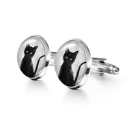 Spinki do mankietów i krawatów - Czarny kot - spinki do mankietów - miniaturka - grafika 1