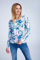 Swetry damskie - Sweter z nadrukiem w pastelowe kwiaty - Greenpoint - miniaturka - grafika 1