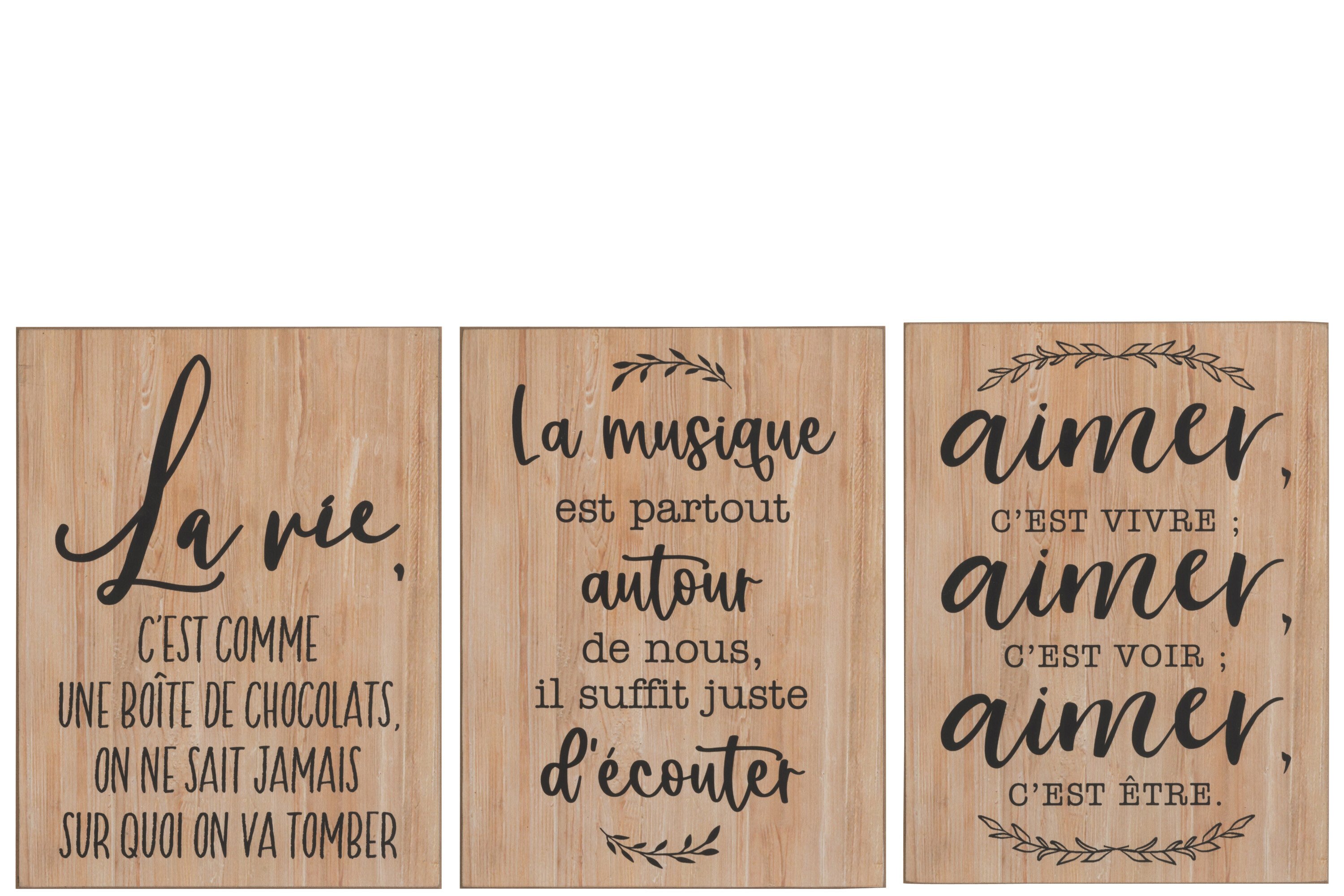 Plakat Pionowy Tekst Czarny Francuski Drewno Naturalny 3 Różne