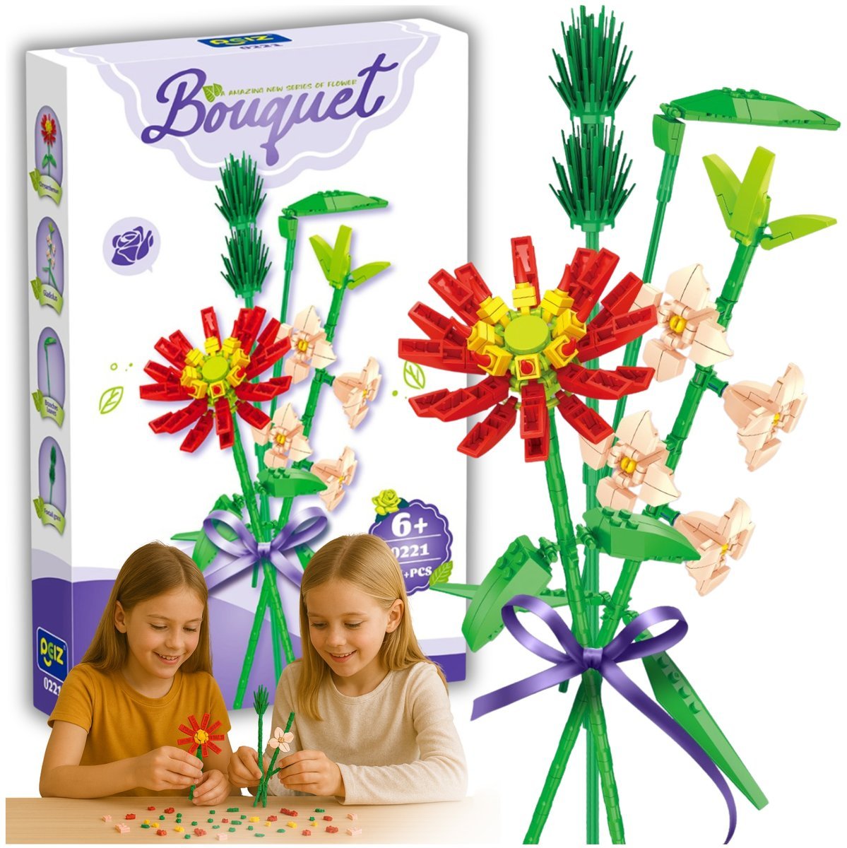 Zestaw Klocki Konstrukcyjne 264 El. Kwiaty do Budowy Idealny Prezent 6+