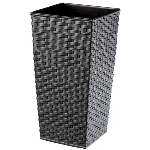 Donica na kwiaty z wkładem Pesaro  rattan 40 cm, grafit - Donice - miniaturka - grafika 1