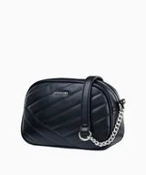 Torebki damskie - PUCCINI Czarna listonoszka z ozdobnymi przeszyciami na łańcuszkach - Puccini - miniaturka - grafika 1