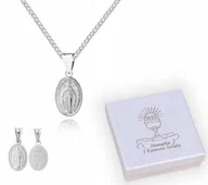 Biżuteria dla dzieci - KOMUNIA Cudowny Medalik Srebrny łańcuszek z medalikiem 45 cm MEDALIK LM39X - miniaturka - grafika 1