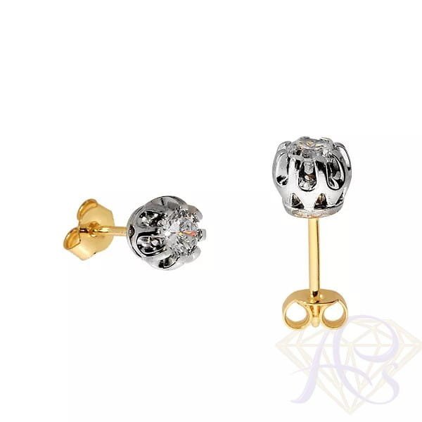 Złote kolczyki Au 585 - sztyfty z diamentami
