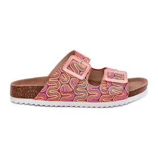 Klapki Damskie Z Klamrami I Brokatem S.Barski RB51-006 Pomarańczowe - Klapki i japonki damskie - miniaturka - grafika 1