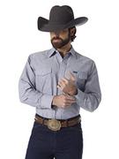 Koszule męskie - Wrangler Męska koszula z długim rękawem, Cowboy Cut Work khaki, Chambray, 37185 - miniaturka - grafika 1