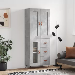 vidaXL Witrynka, szarość betonu 69,5x34x180 cm materiał drewnopochodny - Witryny vidaXL Witrynka, szarość betonu 69,5x34x180 cm materiał drewnopochodny - Witryny - miniaturka - grafika 1