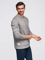 Bluzy męskie - Bluza męska dresowa BASIC z okrągłym dekoltem - szara V8 OM-SSBN-0175 S - miniaturka - grafika 1