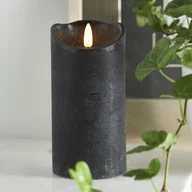 Świece - Świeca Led woskowa pieńkowa FLAMME RUSTIC czarna 15cm - miniaturka - grafika 1