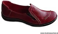 Półbuty damskie - SKÓRZANE połbuty CZERWONE zamek WYGODA 39 - miniaturka - grafika 1