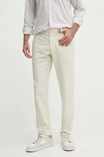 Spodnie męskie - Sisley jeansy męskie kolor beżowy proste - grafika 1