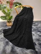 Koce - Cotton World Koc Pluszowy 160x200 Czarny - miniaturka - grafika 1