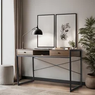 Biurka - Biurko do Pracy w Domu Czarny Stelaż STEP 123 cm Orzech/Czarne Nowoczesne - miniaturka - grafika 1