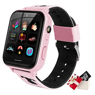 Smartwatch dziecięcy z 24 grami, ekran dotykowy HD, kamera wideo, odtwarzacz muzyki, krokomierz, latarka, budzik 12/24 godziny, prezent dla chłopców w wieku 5-12 lat (różowy) - Latarki - miniaturka - grafika 1