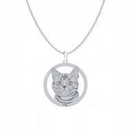 Łańcuszki - Naszyjnik Srebrny z kotem American Shorthair 925 Łańcuszek Biżuteria GRAWER - miniaturka - grafika 1