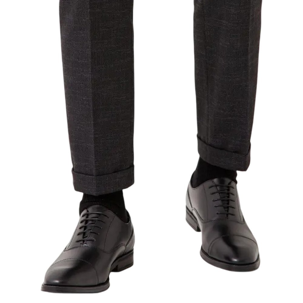 Burton London Buty Męskie Eleganckie Skórzane z Noskiem Czarne Rozmiar 41