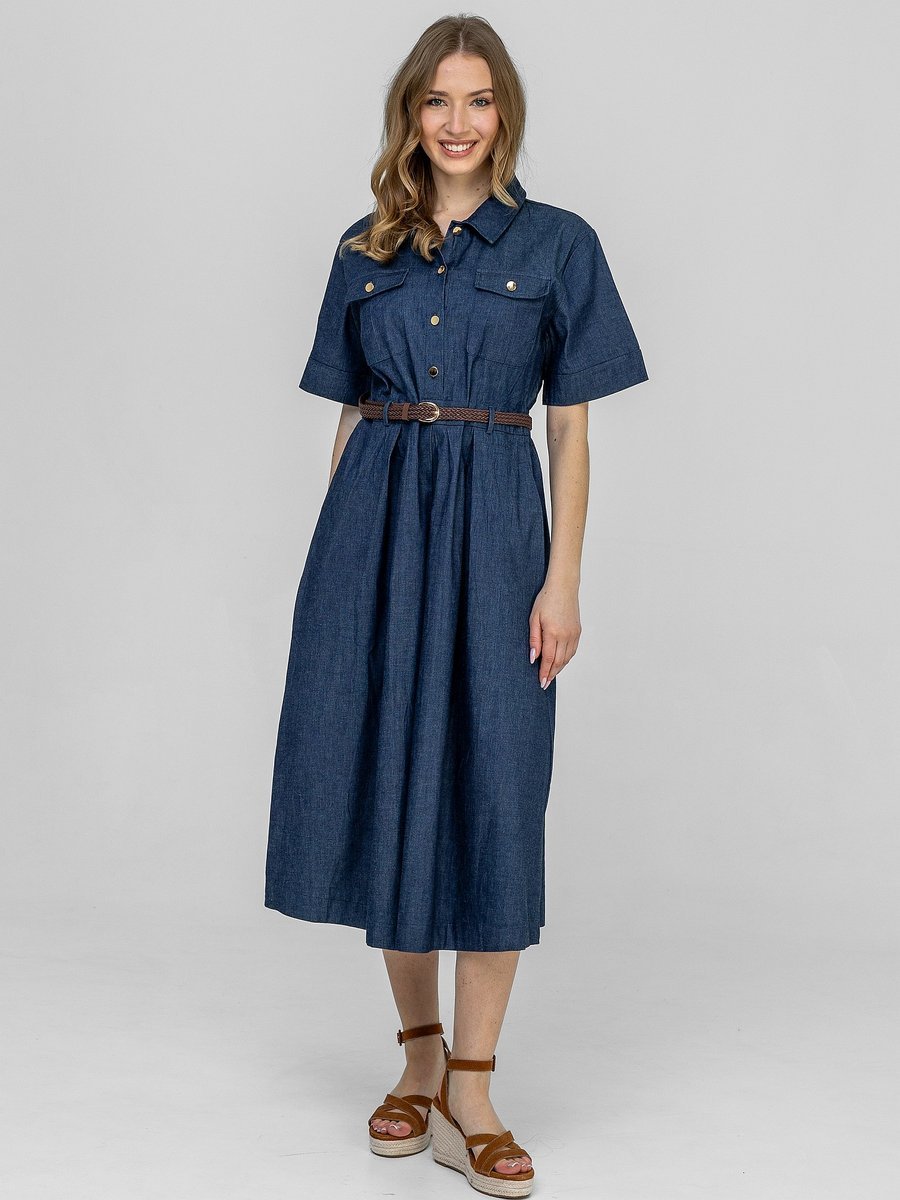 JEANSOWA SUKIENKA DAMSKA SZMIZJERKA Z KRÓTKIM RĘKAWEM