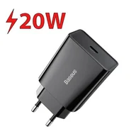 Ładowarki i akumulatory - Baseus Ładowarka sieciowa baseus speed mini quick charger, usb-c, pd, 3a, 20w czarna AMI-BAS20169 - miniaturka - grafika 1