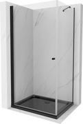 Kabiny prysznicowe - Mexen Pretoria kabina prysznicowa uchylna 80x120 cm, transparent, czarna + brodzik Flat, czarny - 852-080-120-70-00-4070B - miniaturka - grafika 1