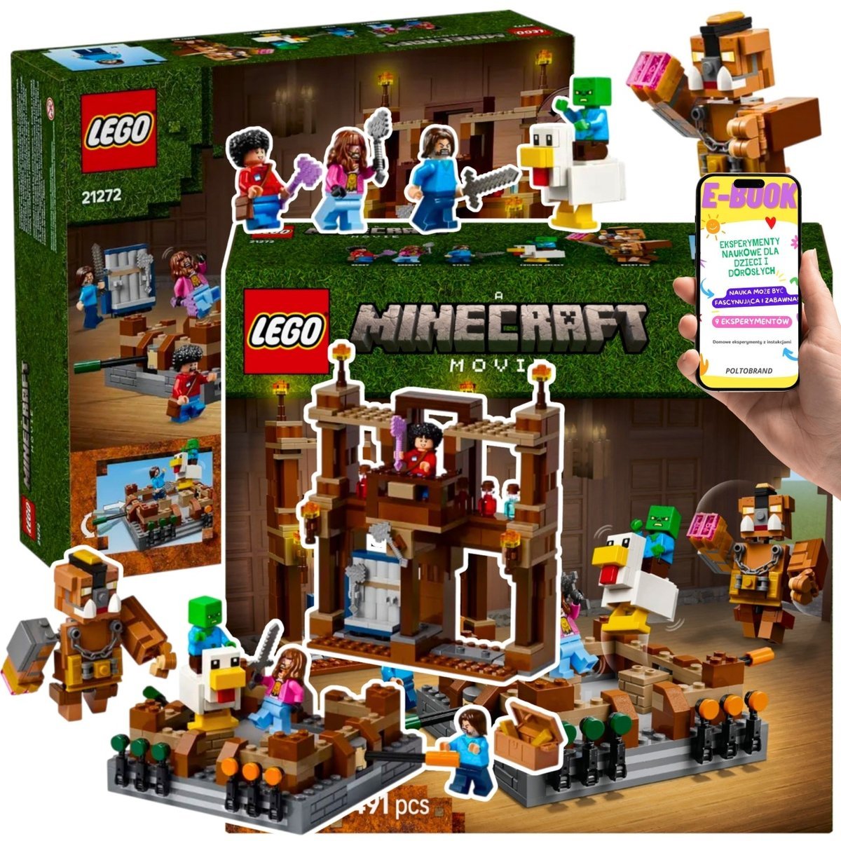 Zestaw LEGO® Minecraft® 21272– DWÓR i RING walki – idealny PREZENT DLA DZIECKA + EBOOK