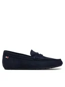 Mokasyny damskie - Tommy Hilfiger Mokasyny Flag Soft Suede Driver Loafer FW0FW08558 Granatowy - miniaturka - grafika 1