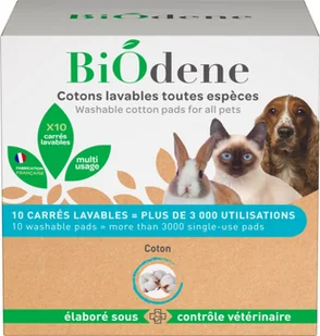 FRANCODEX Biodene Bawełniane płatki kosmetyczne dla zwierząt 10 sztuk - Pielęgnacja uszu i oczu zwierząt - miniaturka - grafika 1