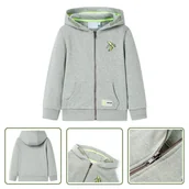 Bluzy dla dziewczynek - Bluza dziecięca z kapturem i suwakiem - jasne khaki melanż - 116 - Bluza Dziecięca - miniaturka - grafika 1