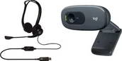 Akcesoria do komputerów stacjonarnych - Słuchawki Logitech PC960 981-000100 + C270 960-001063 - miniaturka - grafika 1