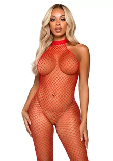 Odzież erotyczna - Leg Avenue Racer Neck Bodystocking 89304 Red - grafika 1