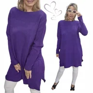 Bluzki damskie - DŁUŻSZY SWETER TUNIKA jak jedwab ciepły mięki prążek sukienka 46 48 3XL 4XL - miniaturka - grafika 1
