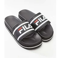 Klapki i japonki damskie - Fila Moro Bay Zeppa Wmn 11W Black Stripe białe czarne - miniaturka - grafika 1
