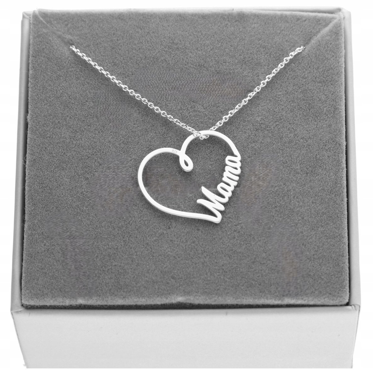 Srebrny naszyjnik celebrytka serce serduszko MAMA dla mamy srebro 925 40 cm