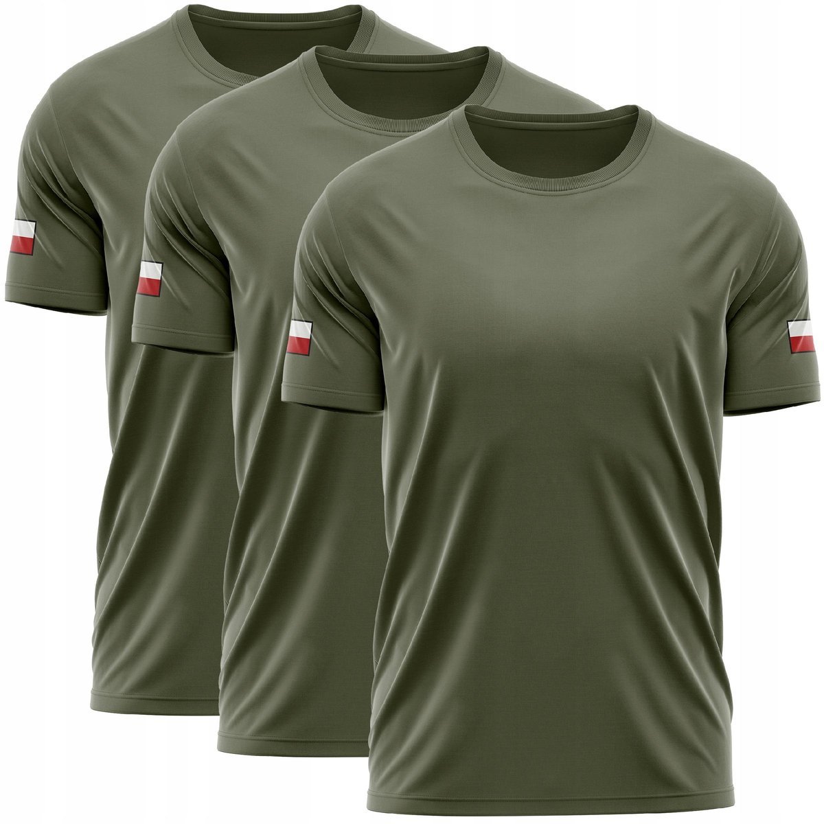 Koszulki Wojskowe Militarne z Flagą Patriotyczne Zestaw 3 Pak 3Pak Basic