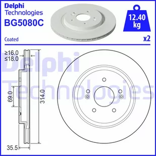 Tarcza hamulcowa DELPHI BG5080C - Tarcze hamulcowe - miniaturka - grafika 1