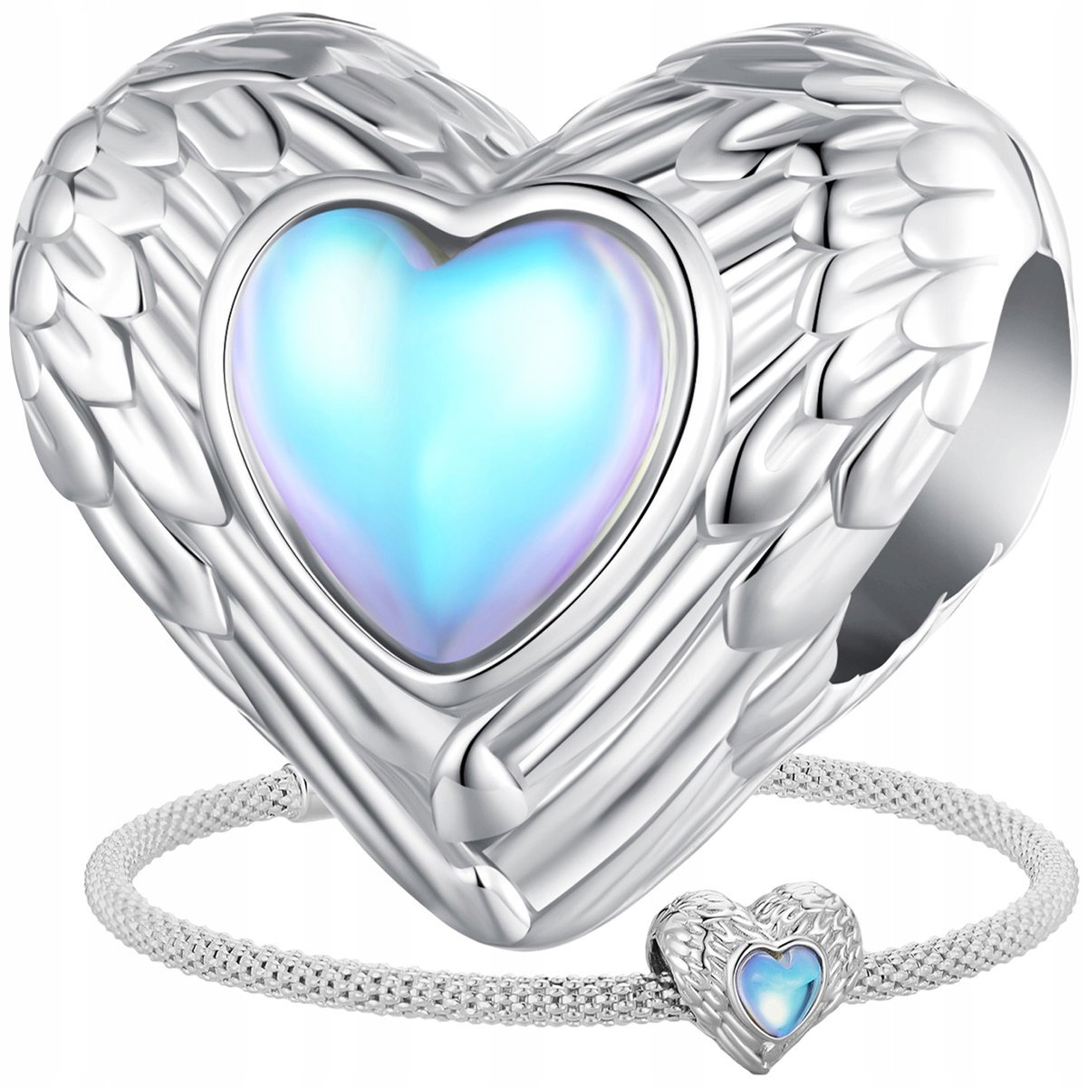 CHARMS SERCE I SKRZYDŁA srebro 925 miłość zawieszka koralik charmsy pr S925