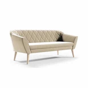 BETTSO Klasyczna sofa 3-osobowa Skandynawski design Drewniane nogi Elegancka sofa tapicerowana do salonu VIVA 3 Beżowa - Sofy i kanapy - miniaturka - grafika 1