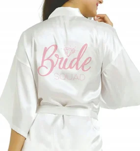 SZLAFROK SATYNOWY BIAŁY Wieczór Panieński BRIDE SQUAD Różne Wzory - Piżamy damskie SZLAFROK SATYNOWY BIAŁY Wieczór Panieński BRIDE SQUAD Różne Wzory - Piżamy damskie - miniaturka - grafika 1