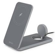 Stacje dokujące do telefonów - Epico Bezprzewodowa ładowarka Mag+ Foldable Charging Stand 9915111900090 Szara - miniaturka - grafika 1