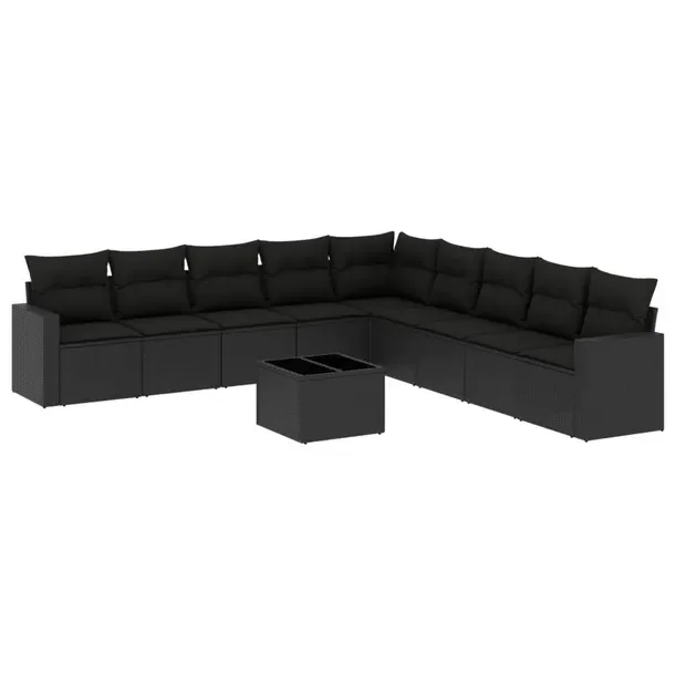 Modułowy zestaw mebli ogrodowych z poduszkami czarny rattan PE 62x62x69 cm