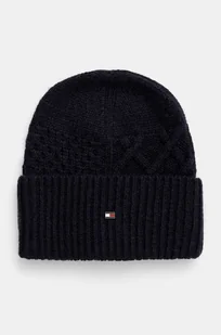 Tommy Hilfiger czapka wełniana kolor granatowy z grubej dzianiny wełniana AM0AM12810 - Czapki męskie - miniaturka - grafika 1