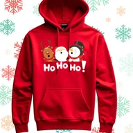 Bluzy męskie - Bluza uniwersalna typu kangurka z kapturem Ho Ho Ho rozmiar XS czerwona świąteczna renifer - miniaturka - grafika 1