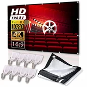 Ekrany projekcyjne - EKRAN PROJEKCYJNY Materiałowy Przenośny DUŻY 100" cali 221x125 CM 16:9 HD - miniaturka - grafika 1