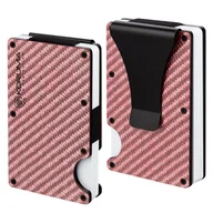 Etui na dokumenty i karty - Aluminiowe etui antykradzieżowe na karty zbliżeniowe (różowy, karbon) - miniaturka - grafika 1