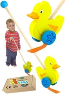 Zabawki sensoryczne - KACZUSZKA NA PATYKU pchacz zabawka do pchania na kiju kijku nauka chodzenia VIGA 18m+ - miniaturka - grafika 1