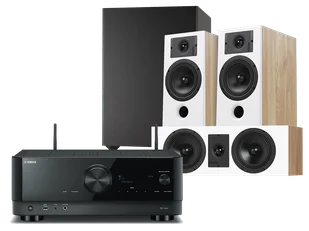 Kino domowe Yamaha RX-V4A (czarny) + Diva 5 (dąb) + Diva 7 (dąb) + Basso 880 (czarny) - Kino domowe - miniaturka - grafika 1