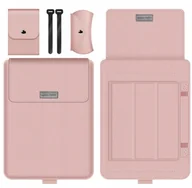 Torby na laptopy - Etui Pokrowiec Na Laptopa Z Funkcją Podstawki 16\'\' Różowy - miniaturka - grafika 1
